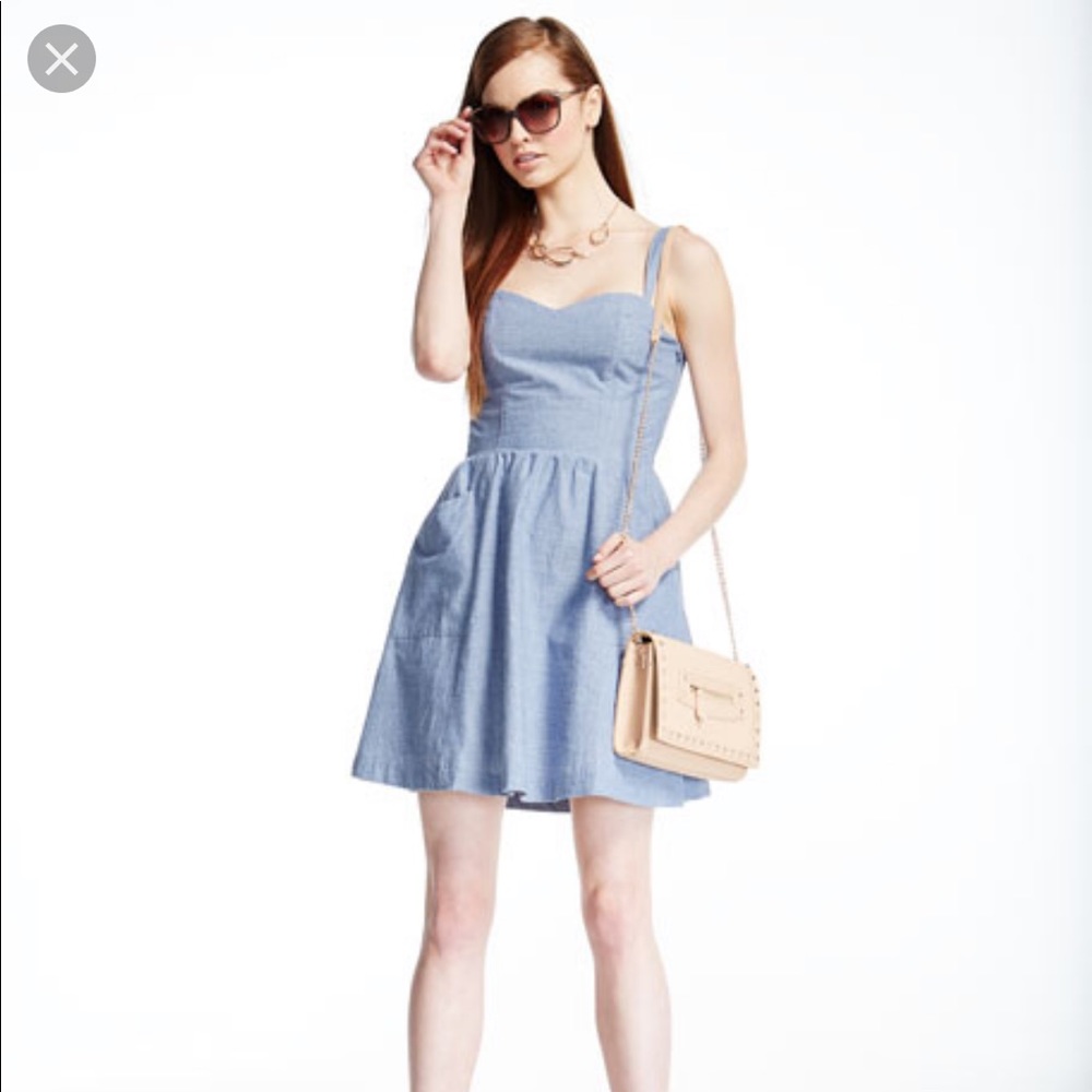 Joie Sleeveless Chambray Fit-&-Flare Dress
